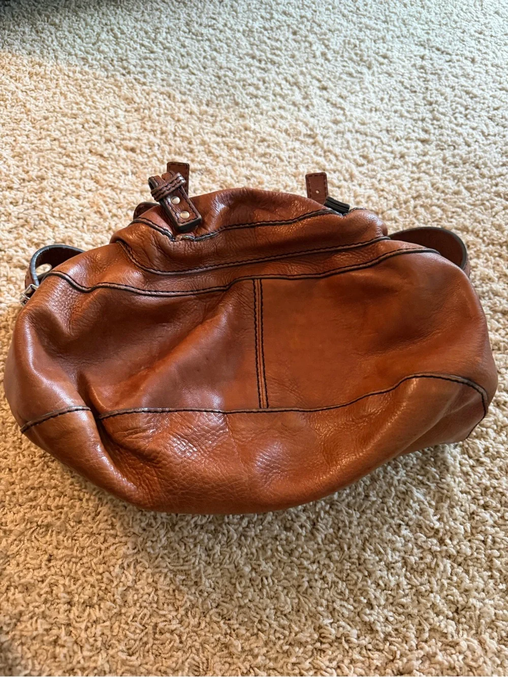 Chloe Tan Leather Hobo with Front Pocket & Buckle Detail